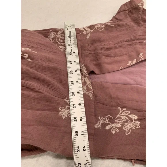 Sadie & Sage Womens Maxi Dress Small Mauve Cottagecore Floral Embroidered V-Neck - Picture 3 of 10